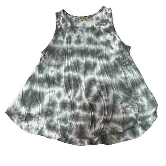 Windhorse Tie-Dye Tank Top S/M Sleeveless Gray White Flowy Hem Boho Style Made N - Picture 1 of 5